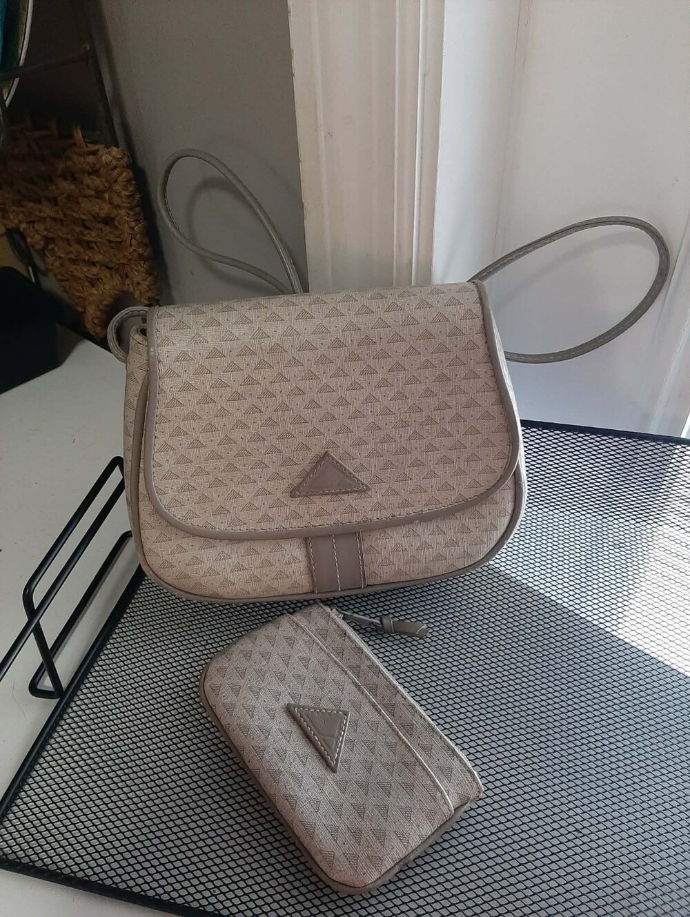 LIZ CLAIBORNE 1984 Vintage/Retired Taupe Mini Crossbody 2 Pc Capsule Set